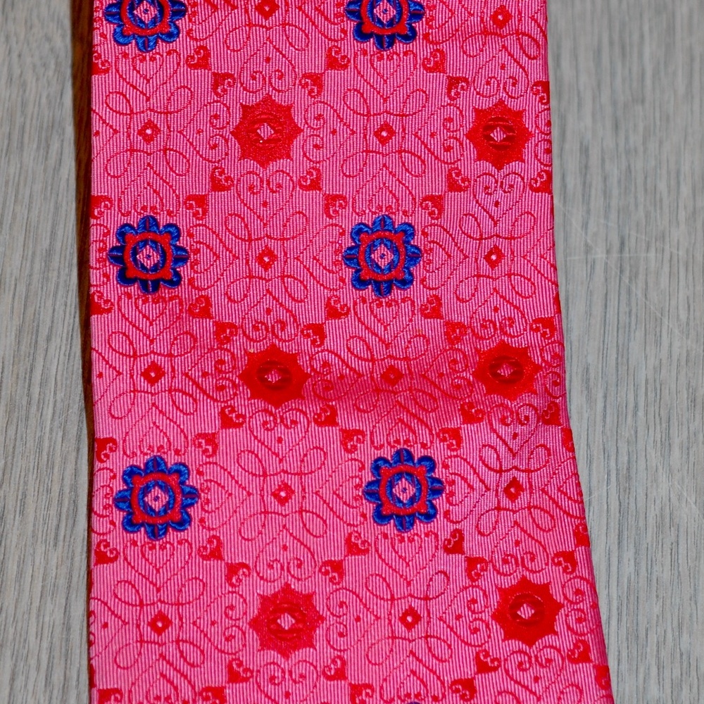 ETRO tie 100% Silk Dark pink and blue Couture Designer